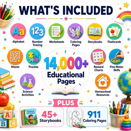PRINTABLE 14,000 KIDS WORKSHEET PDF DIGITAL PRODUCT