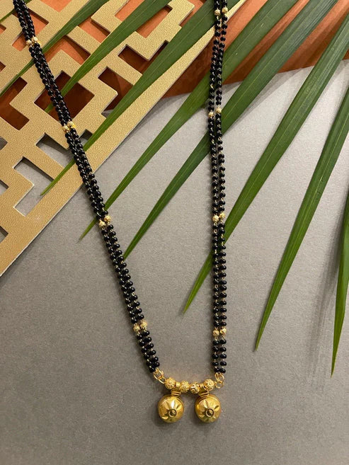 Long Mangalsutra Designs Gold Plated Latest 2 Vati Pendant Traditional Mangalsutra