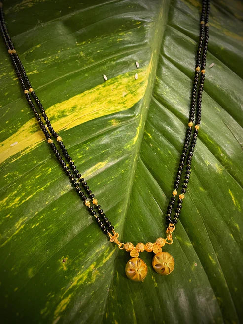 Long Mangalsutra Designs Gold Plated Latest 2 Vati Pendant Traditional Mangalsutra