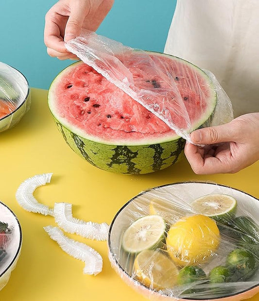 Disposable Food Covers Elastic Plastic Lids (Pack of 100)